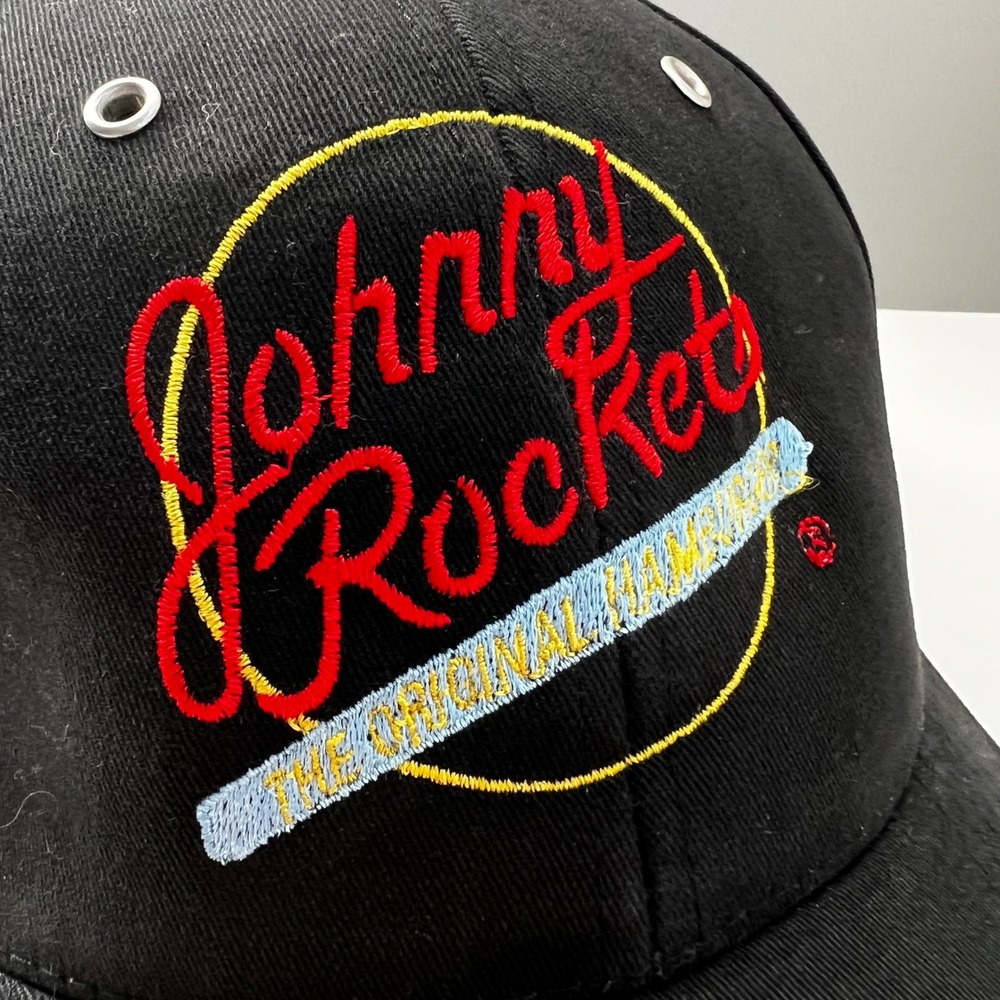 Johnny Rockets Mohegan Sun Falcon Headwear Black Embroidered Strapback Hat Cap